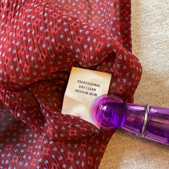 Label by Ritu Kumar Dress, Deep Red and Blue Smocked Top - Picture 5 of 7